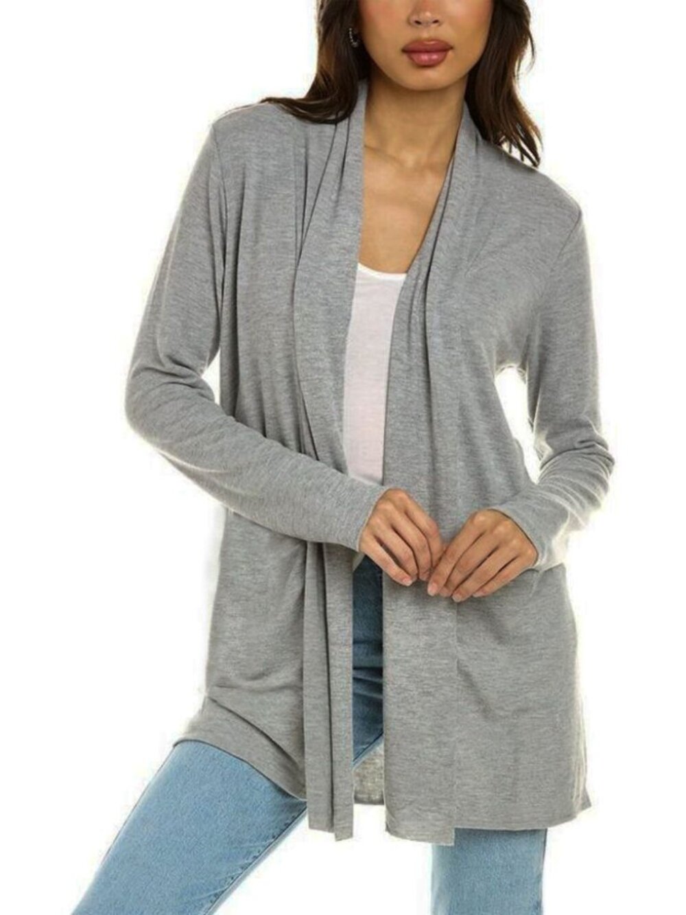 Michael Stars Open Front Cardigan in Heather Grey Gray Small